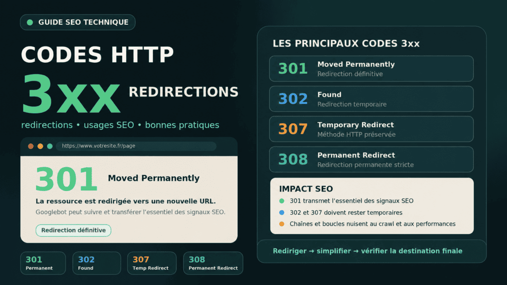 Codes HTTP 3xx : redirections, usages SEO et bonnes pratiques
