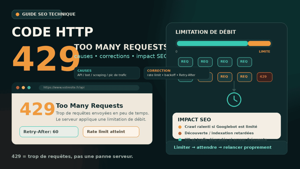 Code HTTP 429 Too Many Requests : causes, correctifs et impact SEO